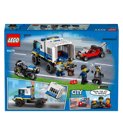 LEGO City Police Prisoner Transport Truck 60276 playset with police characters and vehicles from the City Adventures TV series.