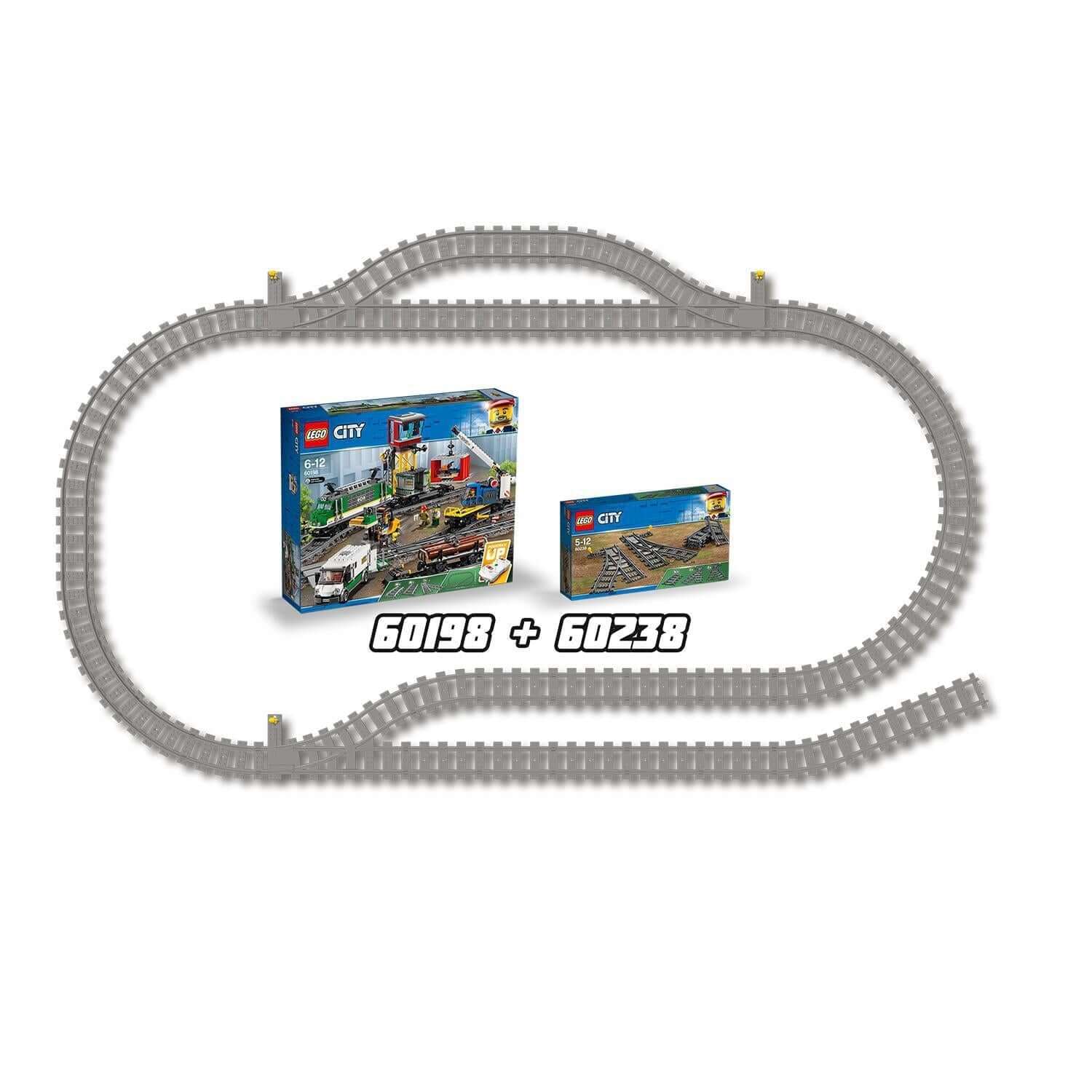 LEGO City Switch Tracks Set 60238 with track layout, perfect for enhancing your LEGO train experience.