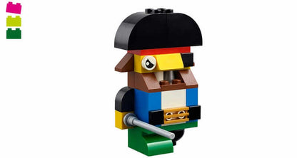 Colorful LEGO creation of a pirate character made from the LEGO® Classic 11003 Bricks and Eyes set.