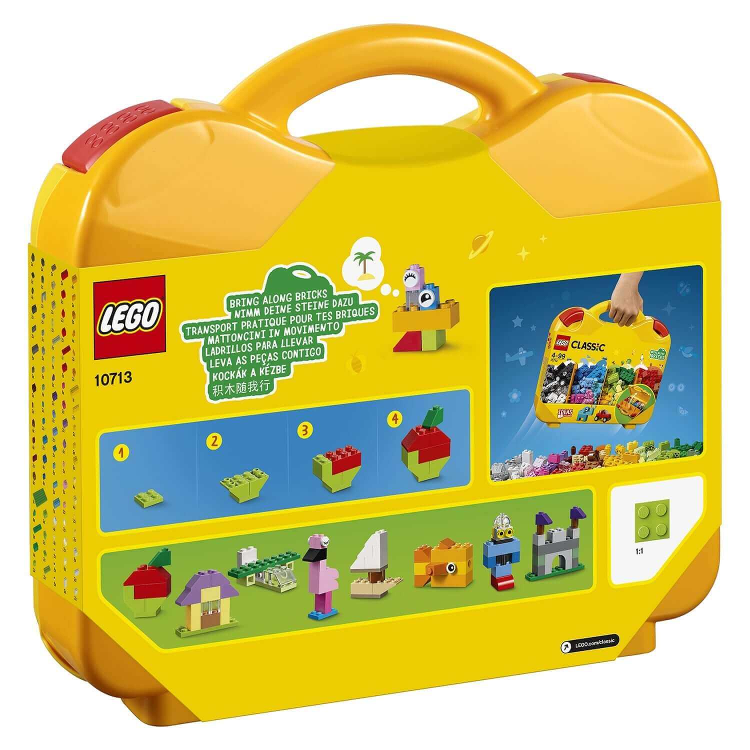LEGO® Classic Creative Suitcase 10713 with colorful bricks and building ideas for imaginative play.