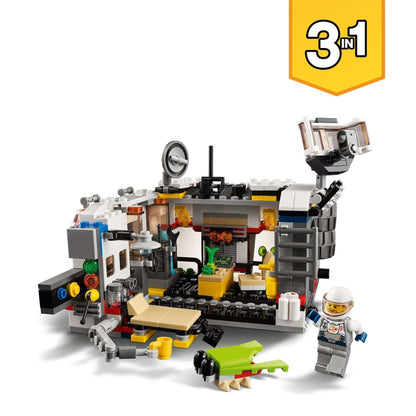 LEGO Creator 3in1 Space Rover Explorer Set 31107 with interior details and astronaut figure.