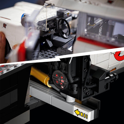 Close-up of the LEGO® Creator Expert Ghostbusters ECTO-1 interior with detailed features and build quality.