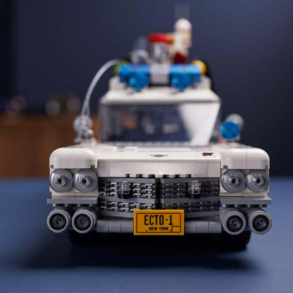 LEGO Creator Expert Ghostbusters ECTO-1 Set 10274, detailed front view of the iconic ECTO-1 vehicle.