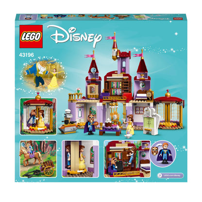 LEGO Disney Belle and the Beast's Castle set 43196 with mini-dolls and detailed rooms for imaginative play.
