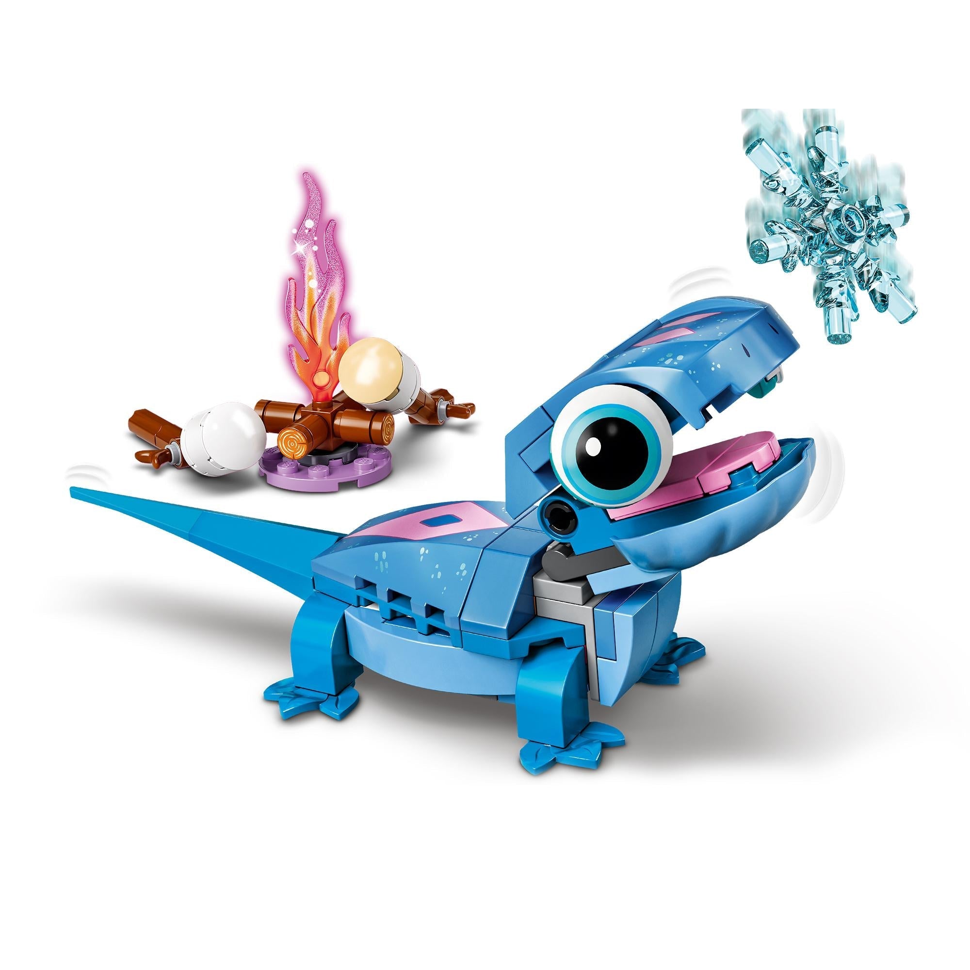 LEGO Disney Frozen 2 Bruni the Salamander Toy 43186, colorful buildable figure with accessories including flames and ice.