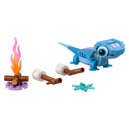 LEGO Disney Frozen 2 Bruni the Salamander Toy 43186 with campfire and ice crystals, perfect for imaginative play.