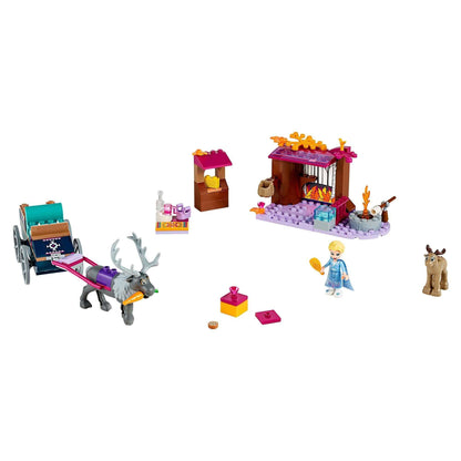 LEGO Disney Frozen 2 Elsa's Wagon Adventure set featuring Elsa, Sven, and accessories for imaginative play.