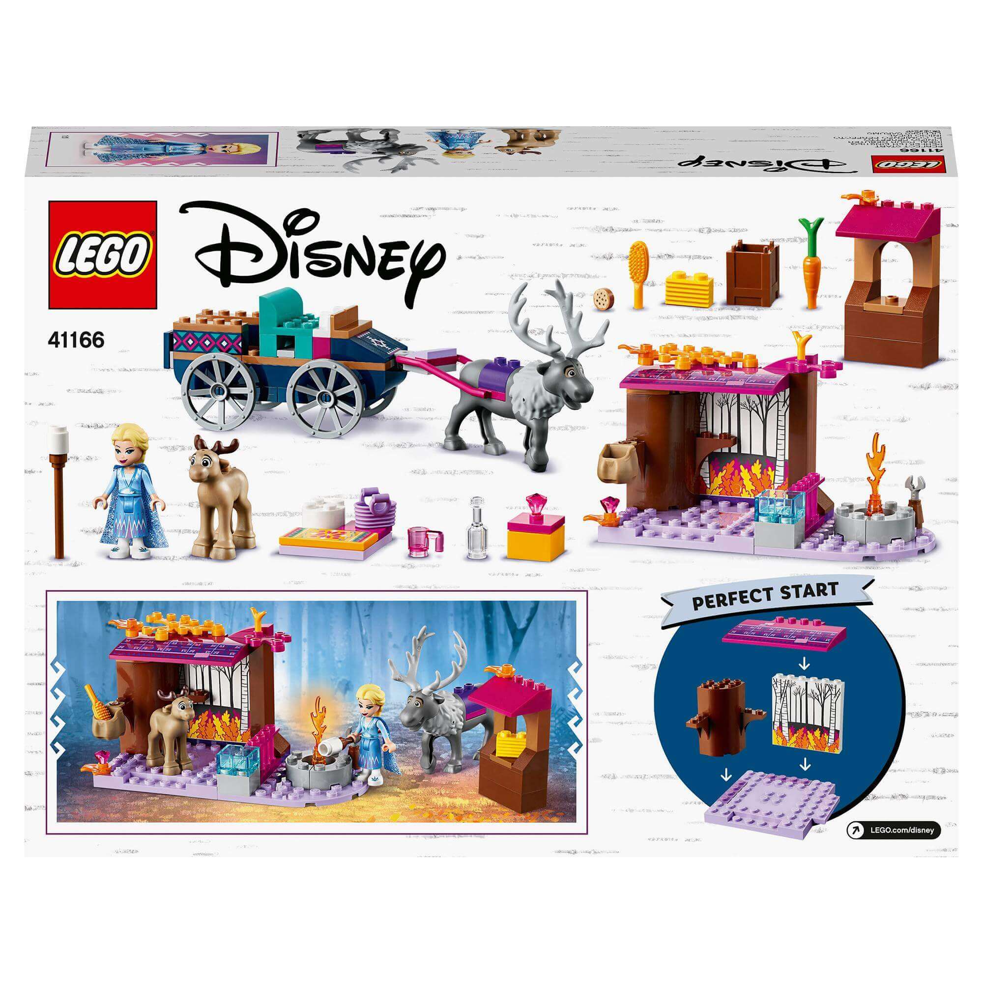 LEGO Disney Frozen 2 Elsa's Wagon Adventure 41166 featuring Elsa, animals, and a fun playset for kids.