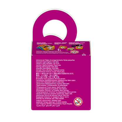 LEGO® DOTS Bag Tag Leopard Crafts Set 41929 packaging featuring colorful designs and safety warnings for kids.