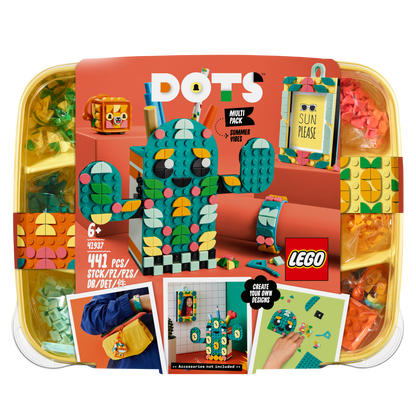LEGO DOTS Multi Pack Summer Vibes set 41937 with colorful tiles for arts and crafts projects like bracelets and more.