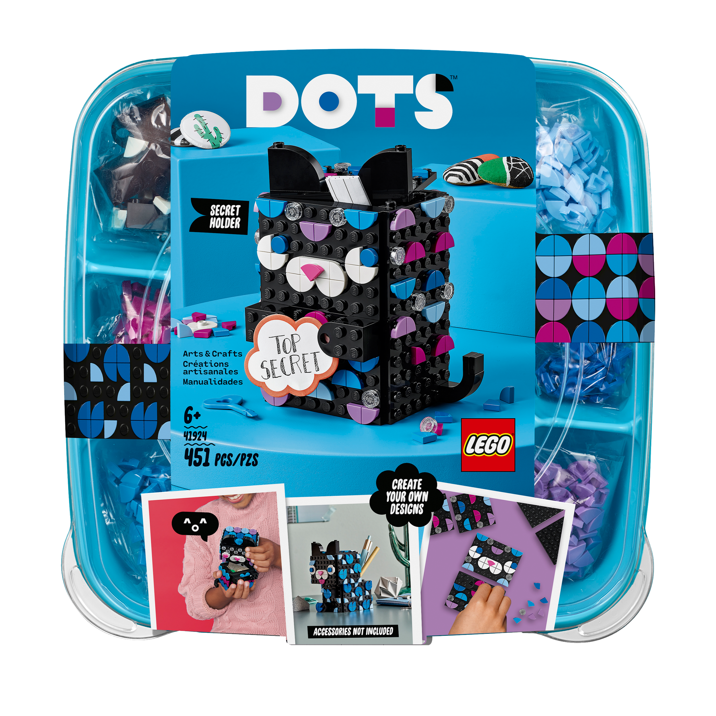 LEGO DOTS Secret Holder Room Décor Ideas Set 41924 with creative tiles and secret compartment for kids.
