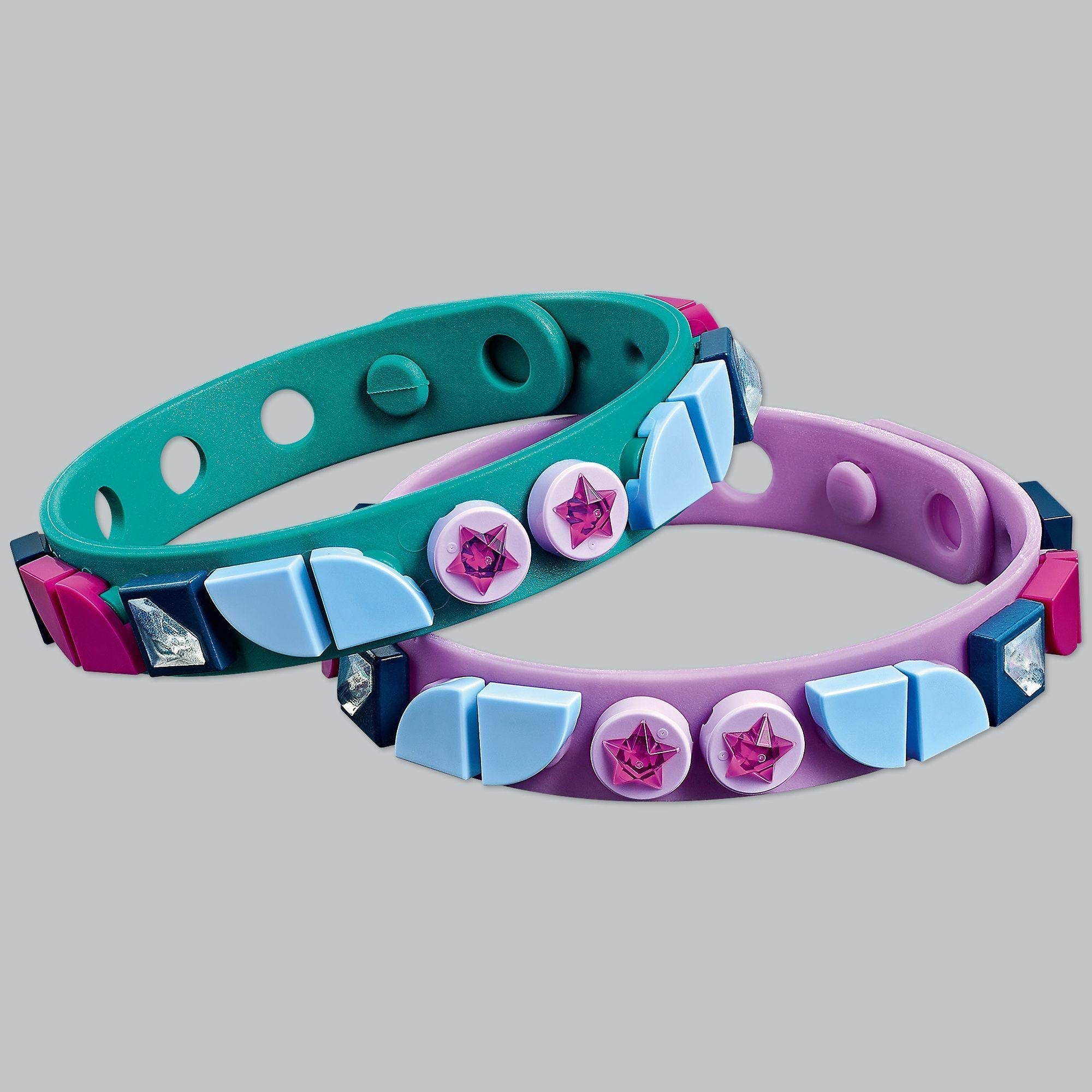 LEGO DOTS Starlight Bracelets Set 41934 featuring teal and purple bracelets with decorative tiles.