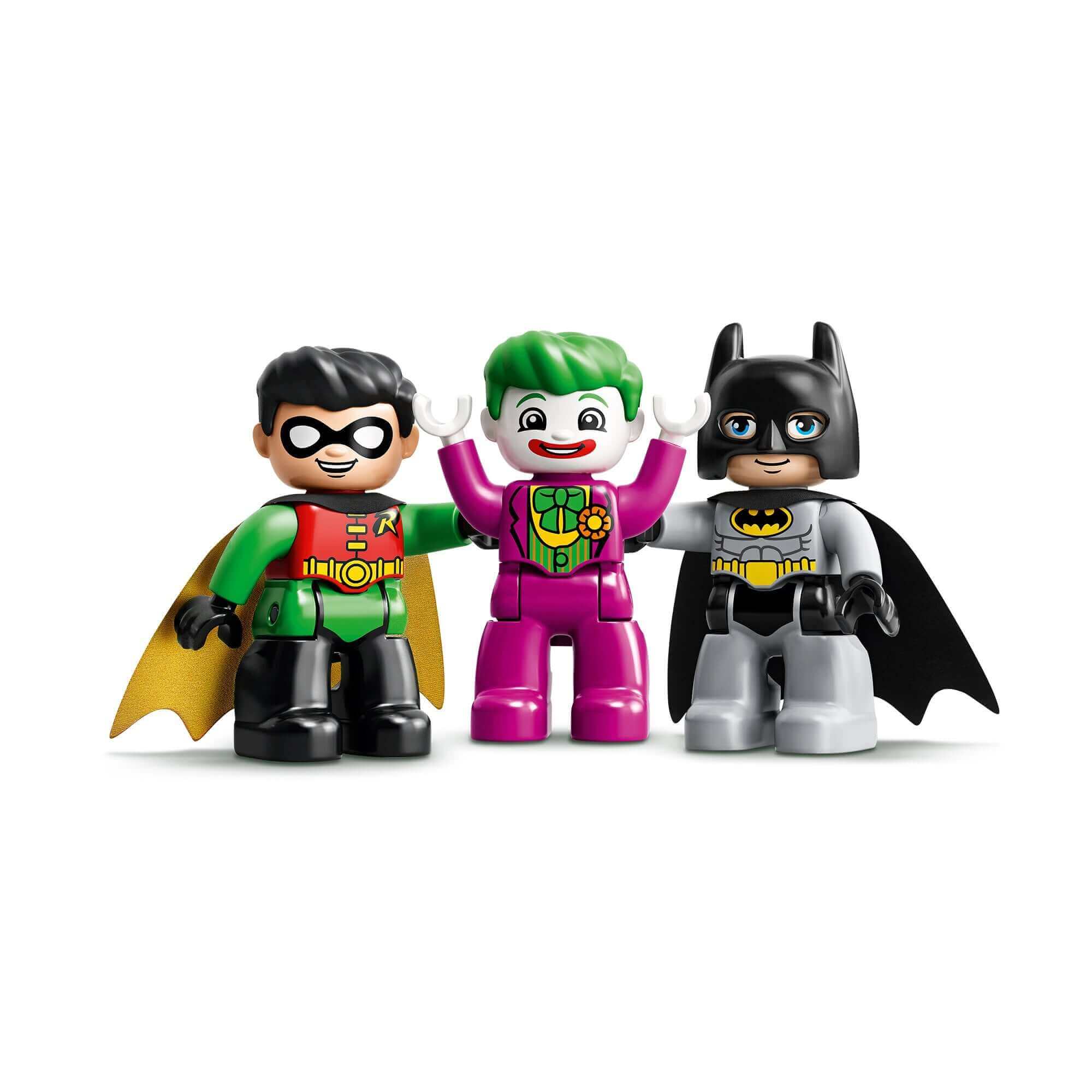 LEGO DUPLO DC Super Heroes Batman, Robin, and THE JOKER figures for imaginative superhero play.