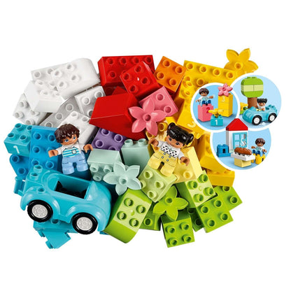 Colorful LEGO® DUPLO Classic Brick Box Set 10913 with building blocks and two toddler figures for creative play.