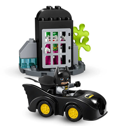 LEGO® DUPLO DC Super Heroes Batman Batcave Toy 10919 featuring Batman, Robin, and THE JOKER in a fun playset.