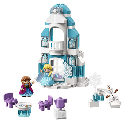 LEGO® DUPLO Disney Frozen Ice Castle Set 10899 with Elsa, Anna, and Olaf building figures for imaginative play.