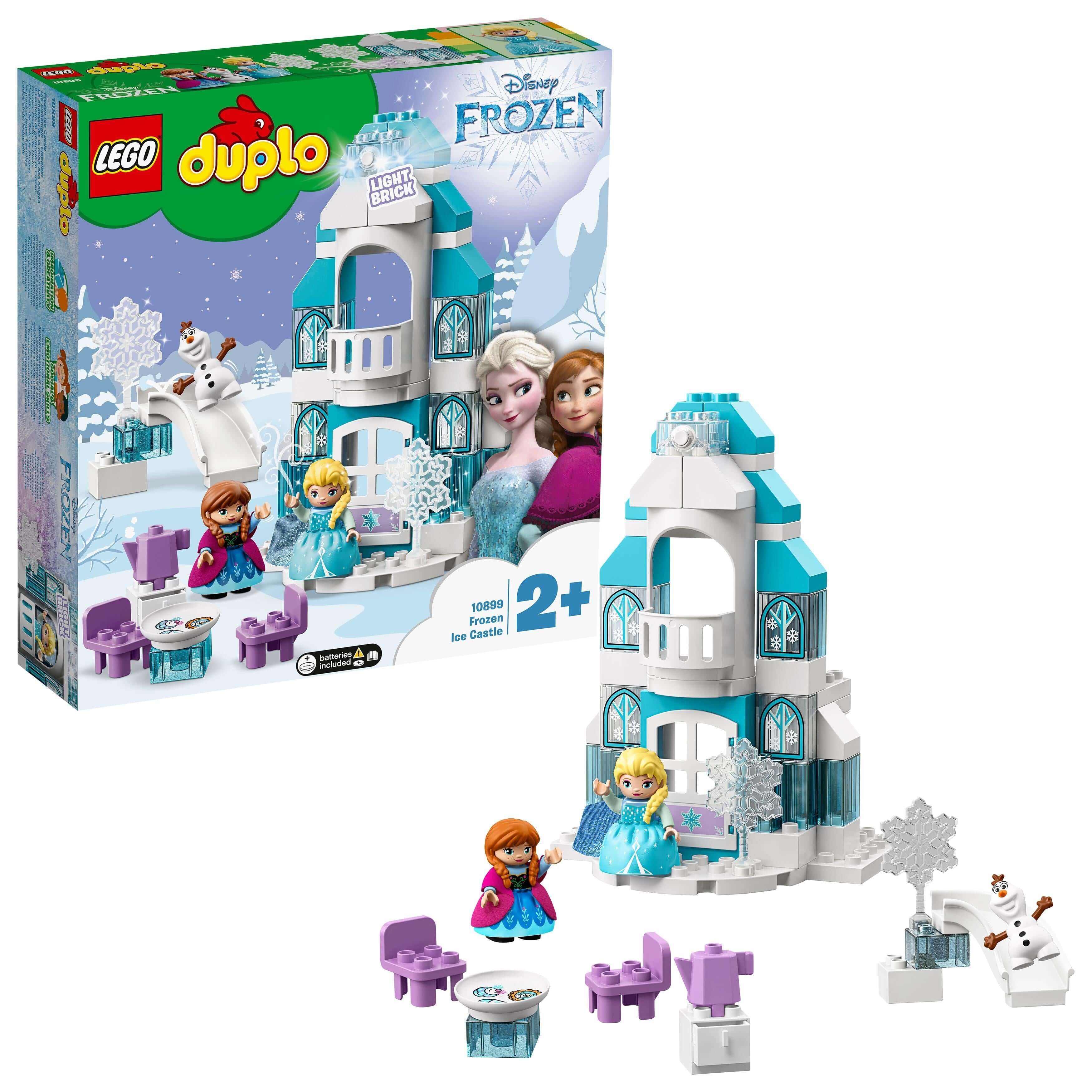 LEGO DUPLO Disney Frozen Ice Castle Set 10899, featuring Elsa, Anna, and Olaf, perfect for toddlers aged 2 and up.