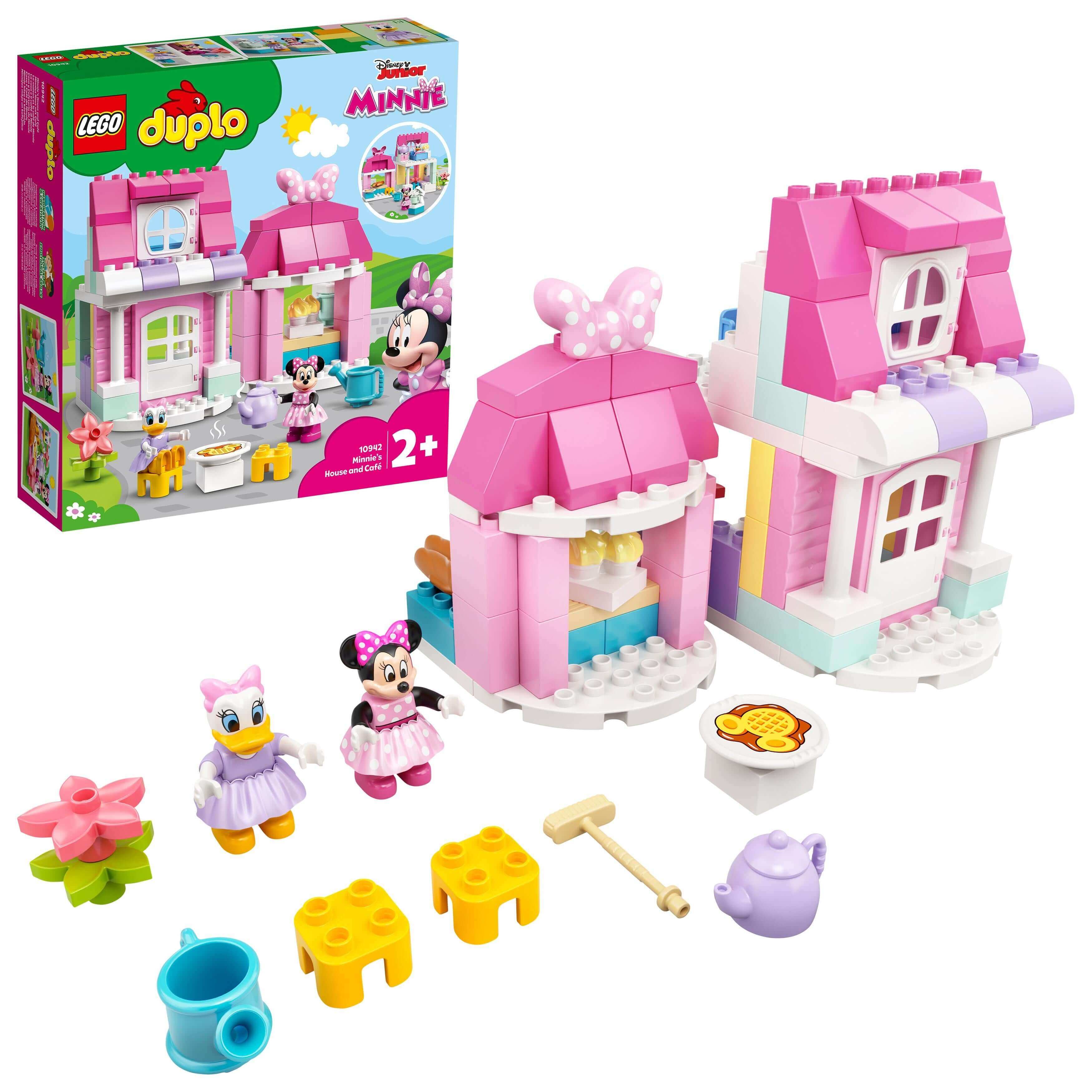 LEGO® DUPLO Disney Minnie’s House and Café Set 10942 with colorful figures and accessories for role-play fun.