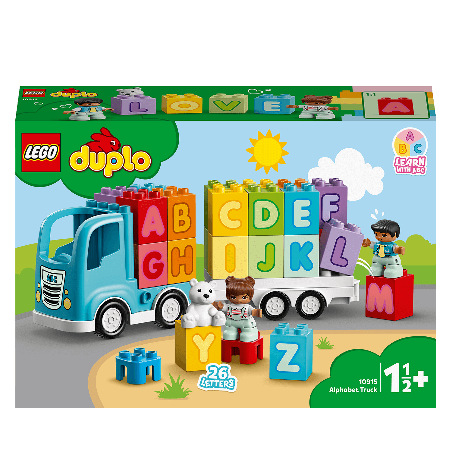 LEGO® DUPLO My First Alphabet Truck Set 10915 for preschoolers, featuring colorful building blocks and characters for learning the alphabet.