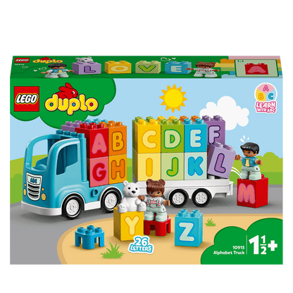 LEGO® DUPLO My First Alphabet Truck Set 10915 for preschoolers, featuring colorful building blocks and characters for learning the alphabet.