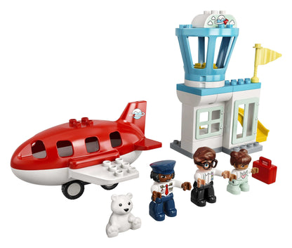 LEGO® DUPLO Town Aeroplane & Airport Set 10961 with airplane, control tower, and figures for preschool air travel fun.