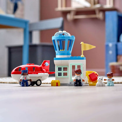 LEGO DUPLO Town Aeroplane & Airport Set 10961 with airplane, characters, and control tower for preschool play.