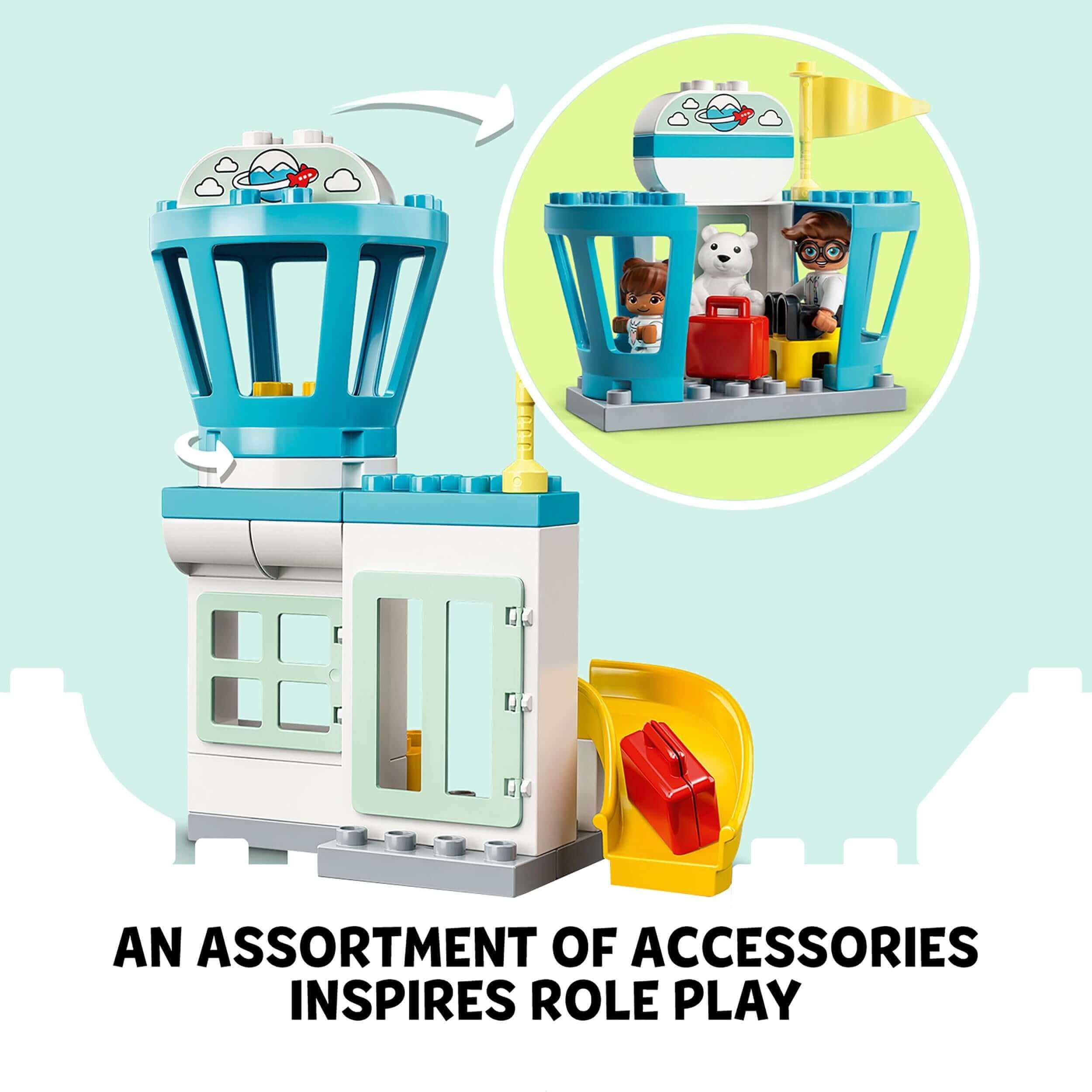 LEGO DUPLO Town Aeroplane & Airport set 10961 with accessories for preschool role play adventures.