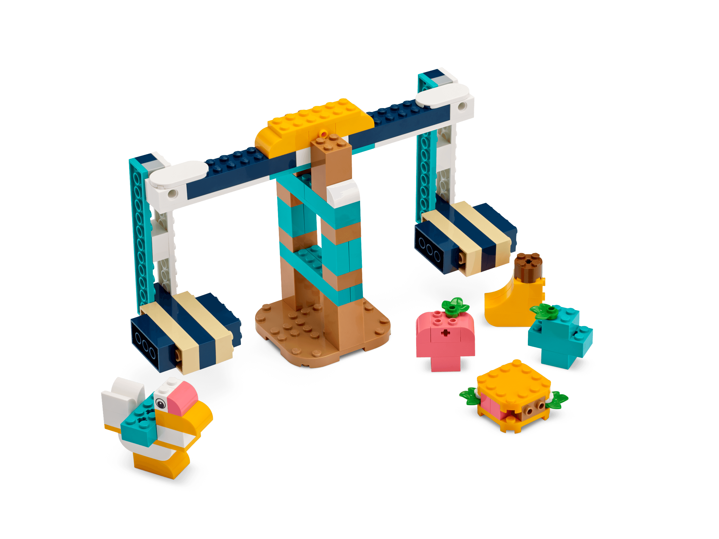 LEGO® Education Science Year 1-3 hands-on science kit featuring a buildable swing set and colorful food elements.