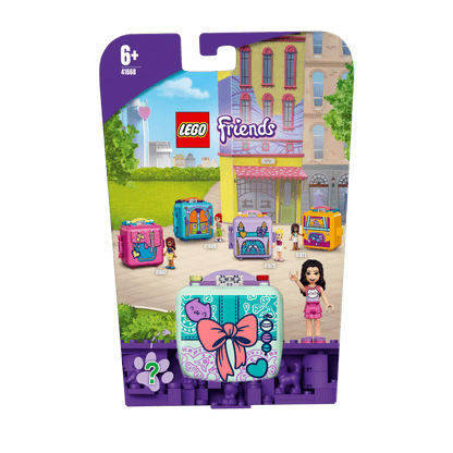LEGO® Friends Emma’s Fashion Cube Play Set 41668, portable toy for kids to create playful stories and designs.