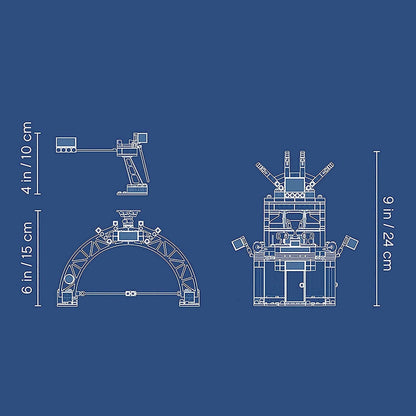 LEGO® Friends Heartlake The Big Race Day Playset 41352 dimensions illustration showing height and width details.