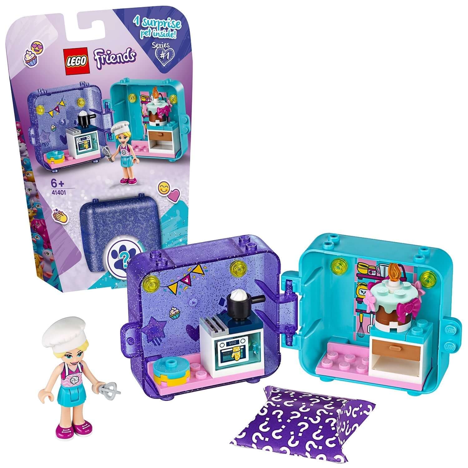 LEGO Friends Stephanie's Play Cube Set 41401 featuring Stephanie and baking accessories for imaginative play.
