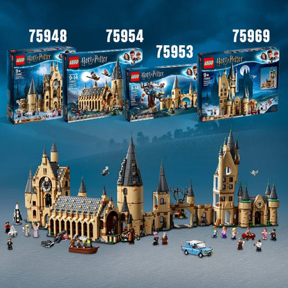 LEGO Harry Potter Hogwarts Astronomy Tower Set 75969 alongside other Hogwarts sets, showcasing iconic details and locations.