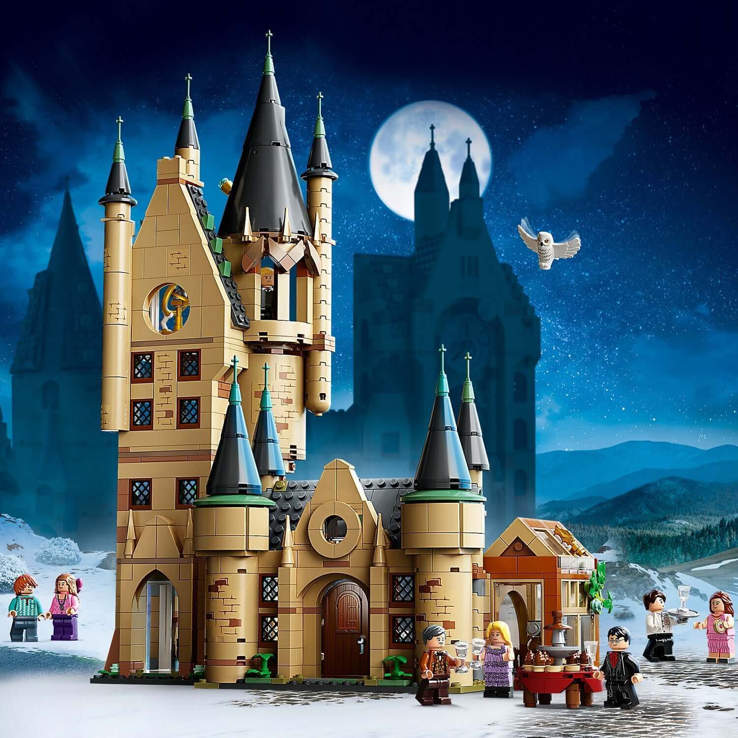 LEGO Harry Potter Hogwarts Astronomy Tower Set 75969 featuring iconic castle details and Harry Potter characters.