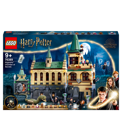 LEGO Harry Potter Hogwarts Secrets Chamber Set 76389 box art featuring detailed Hogwarts architecture and characters.
