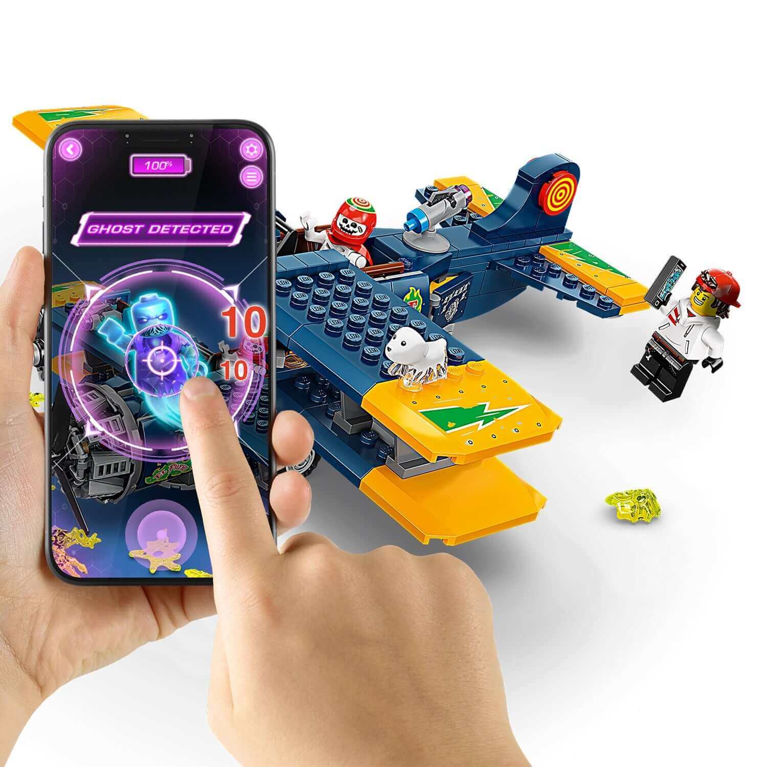 LEGO® Hidden Side El Fuego's Stunt Plane Set 70429 with AR play experience, featuring minifigures and ghost detection.