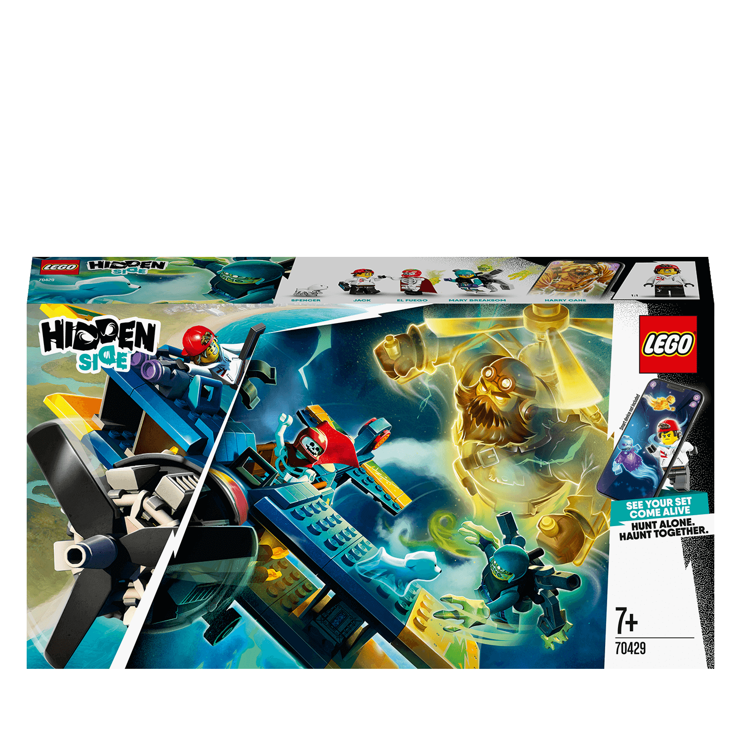 LEGO® Hidden Side El Fuego's Stunt Plane Set 70429, featuring AR play experience with plane and 3 minifigures.