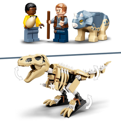 LEGO® Jurassic World T. rex Skeleton, Baby Triceratops, and mini-figures for kids exploring dinosaurs.