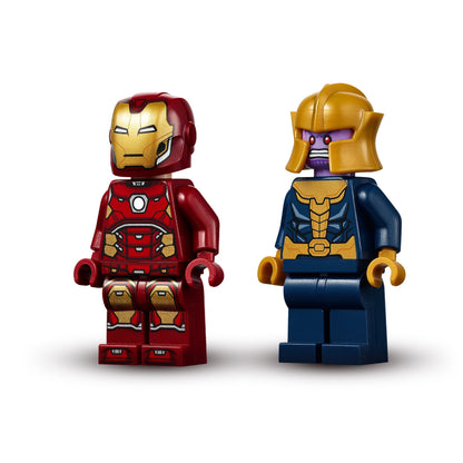 LEGO® Marvel Avengers Iron Man and Thanos action figures, perfect for imaginative battles and superhero fun.