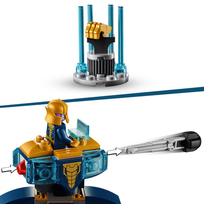 LEGO Marvel Avengers Thanos toy with launching feature and energy crystals for imaginative superhero play.