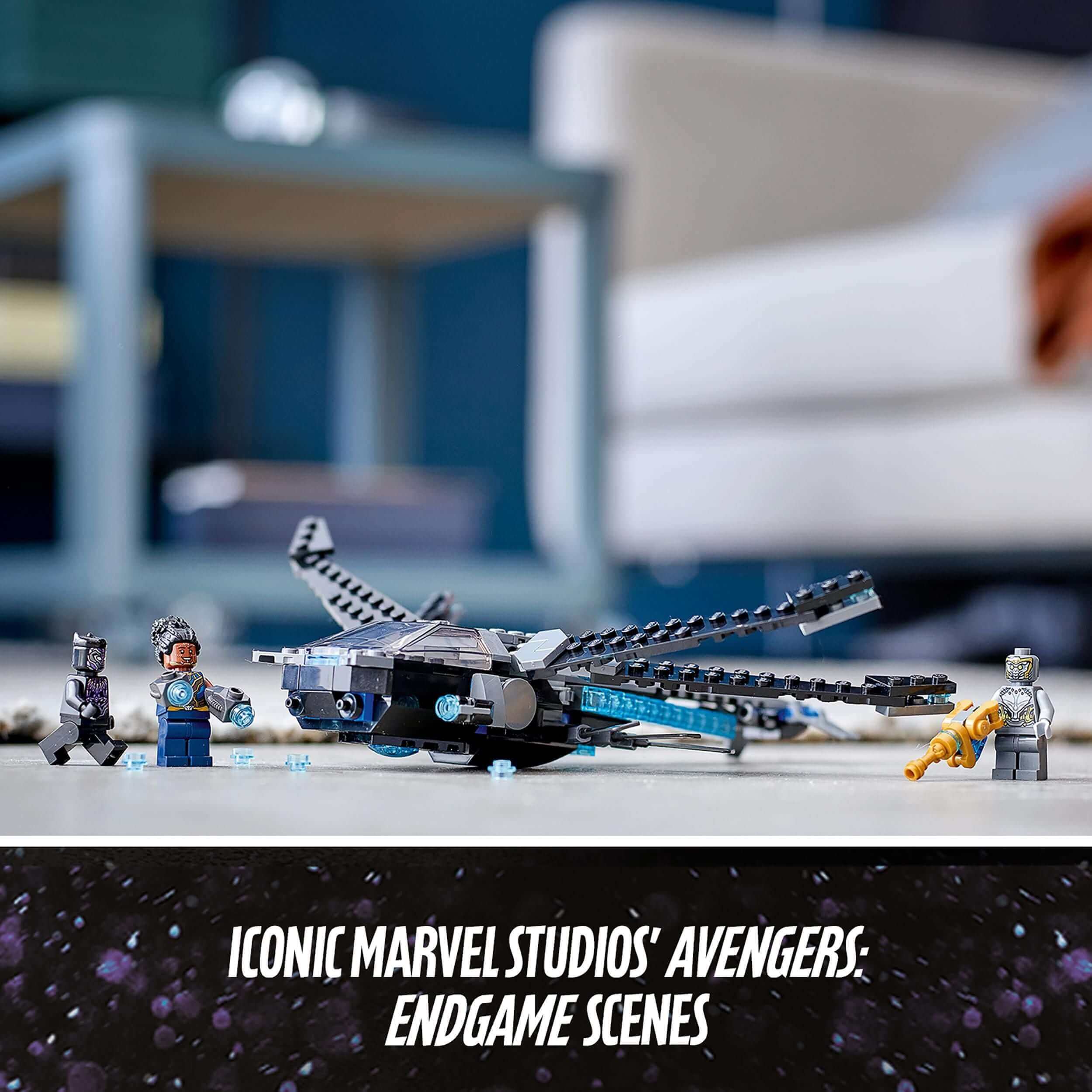 LEGO Marvel Black Panther Dragon Flyer set 76186 with minifigures, inspired by Avengers: Endgame.