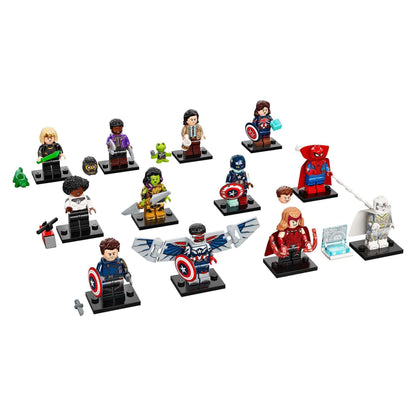 LEGO® Minifigures Marvel Studios Building Set 71031 featuring various detailed minifigures and accessories.