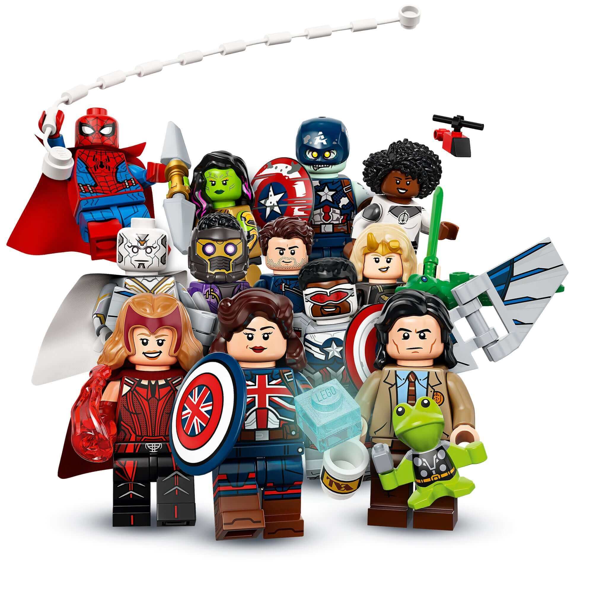LEGO® Minifigures Marvel Studios Building Set 71031 featuring various Marvel characters and accessories.