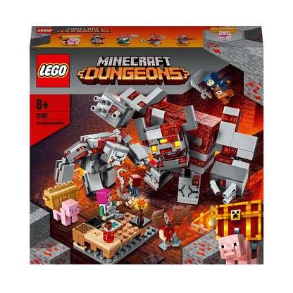 LEGO Minecraft The Redstone Battle Set 21163, features posable characters and hands-on gaming adventures.