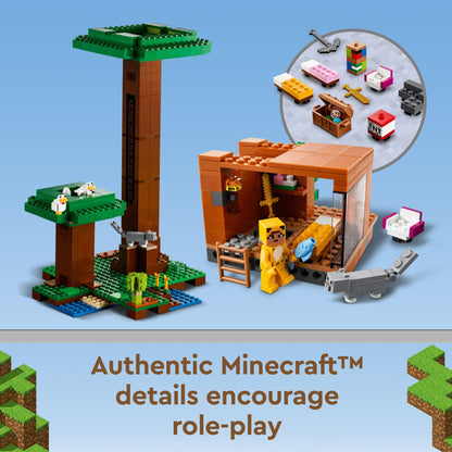 LEGO® Minecraft The Modern Treehouse 21174 with modular tree, rooms, and characters for imaginative role-play.