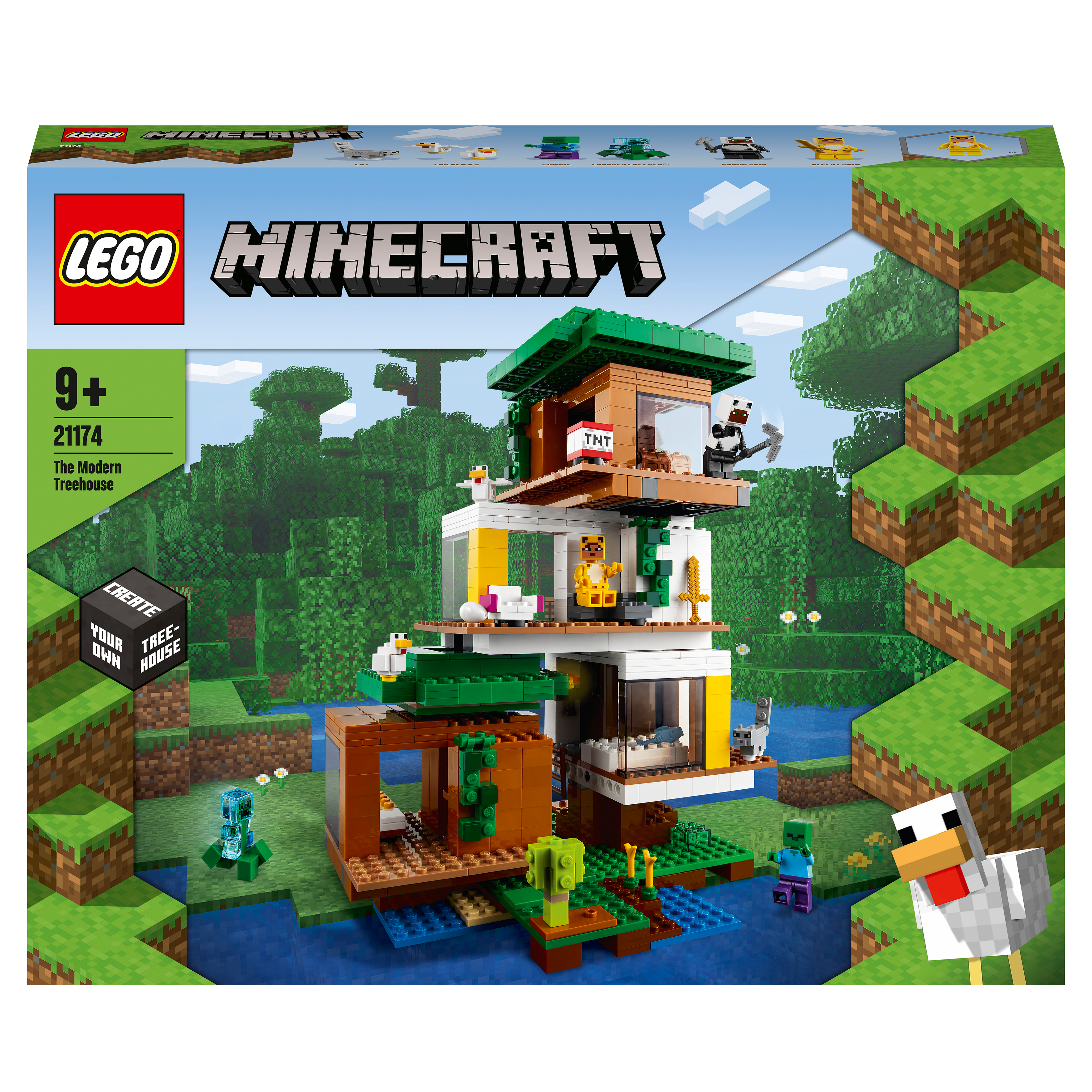 LEGO® Minecraft The Modern Treehouse 21174 with modular rooms and authentic Minecraft features.