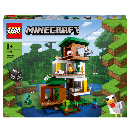 LEGO® Minecraft The Modern Treehouse 21174 with modular rooms and authentic Minecraft features.