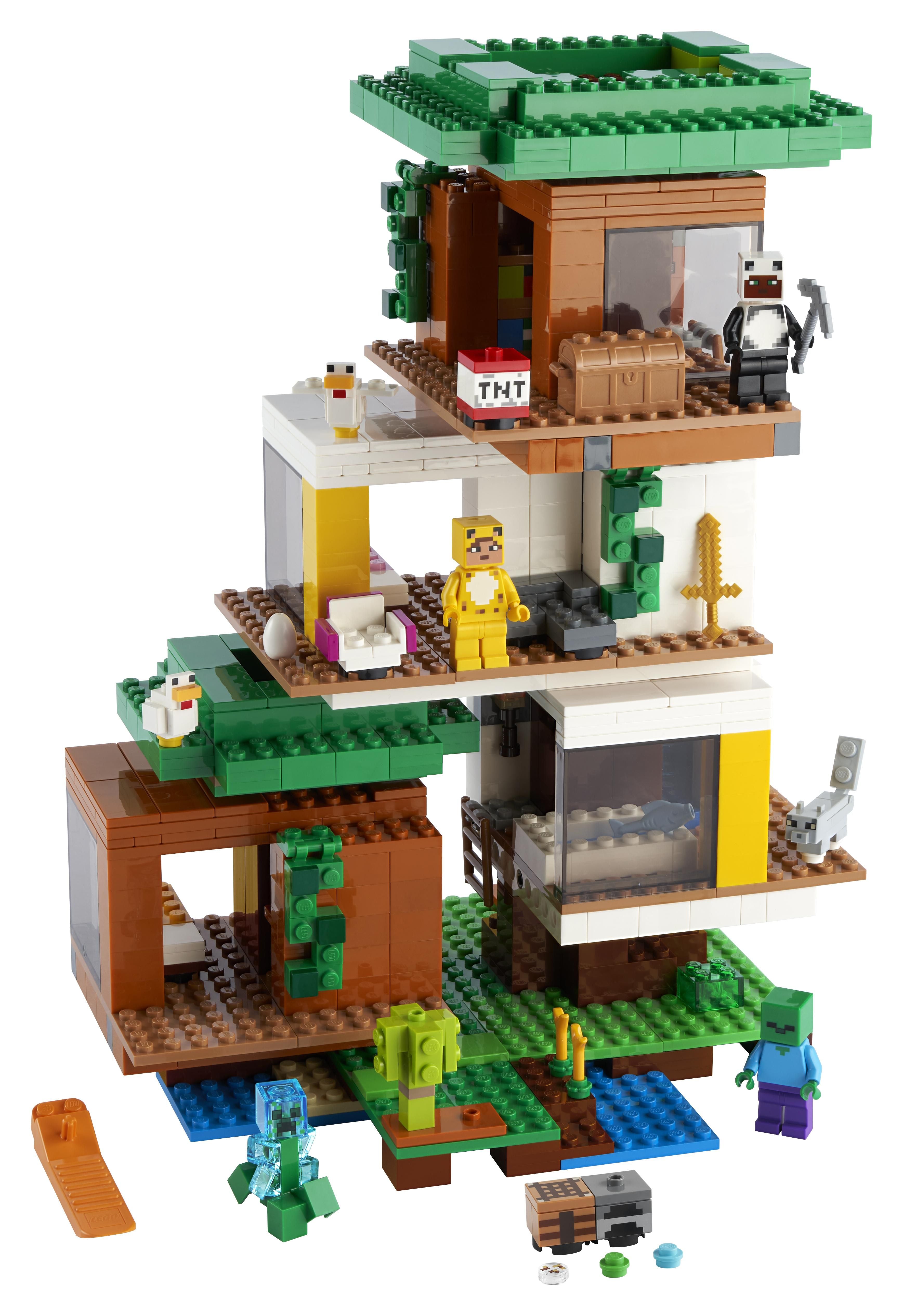 LEGO® Minecraft The Modern Treehouse Toy 21174 with modular design, featuring rooms, characters, and authentic gameplay elements.