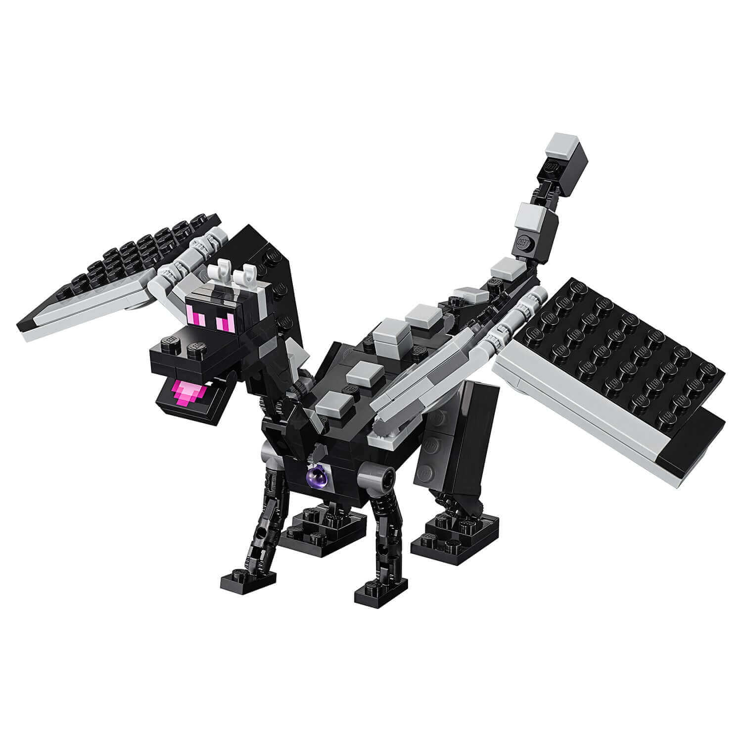 LEGO Minecraft The End Battle collectible toy set 21151 featuring a detailed black dragon model.