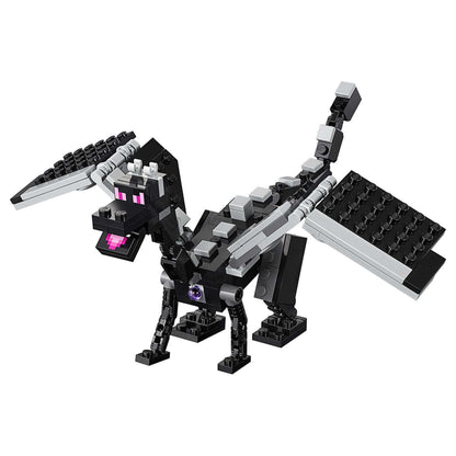 LEGO Minecraft The End Battle collectible toy set 21151 featuring a detailed black dragon model.