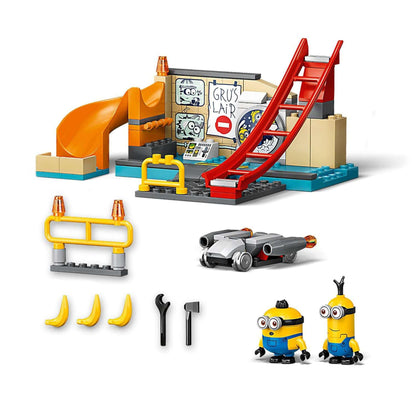 LEGO® 4+ Minions in Gru’s Lab set 75546 with Kevin and Otto figures, slide, and accessories for creative play.